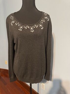Covington Black Jeweled Scoop Neck Sweater brand-new without tag